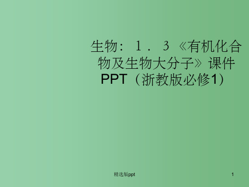 高中生物 1.3《有机化合物及生物大分子》 浙教版必修1