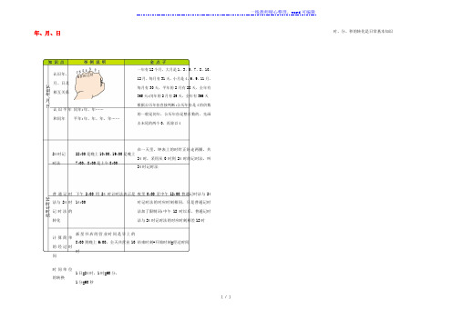 三年级数学上册7年月日知识清单素材北师大版