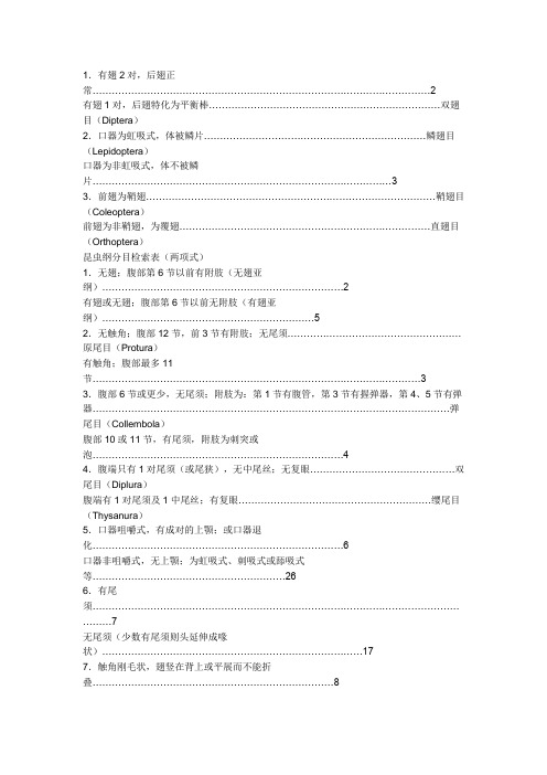 (完整版)昆虫纲分目检索表双项式