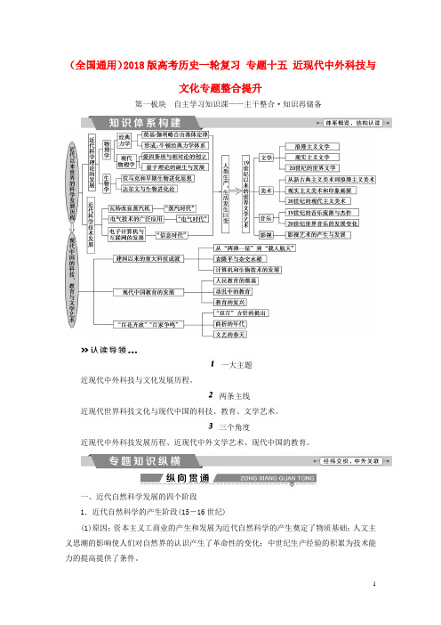 高考历史一轮复习 专题十五 近现代中外科技与文化专题整合提升