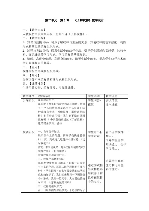 《了解纹样》教学设计