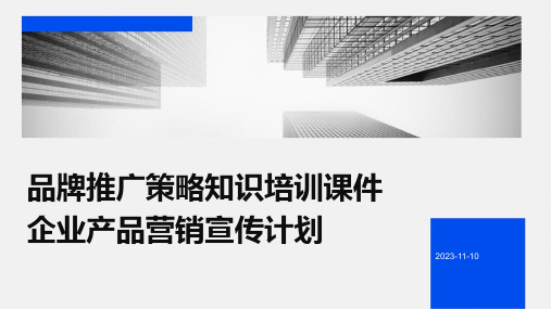 品牌推广策略知识培训课件企业产品营销宣传计划