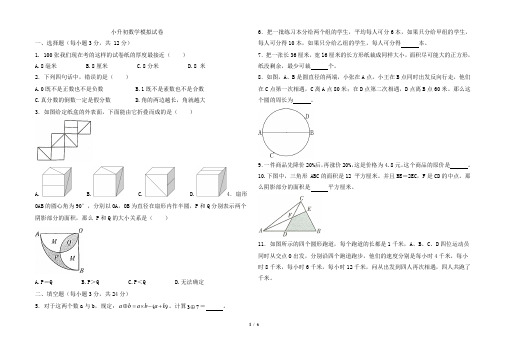 最新小升初数学模拟试卷带答案