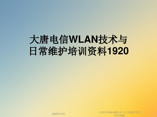 大唐电信WLAN技术与日常维护培训资料1920