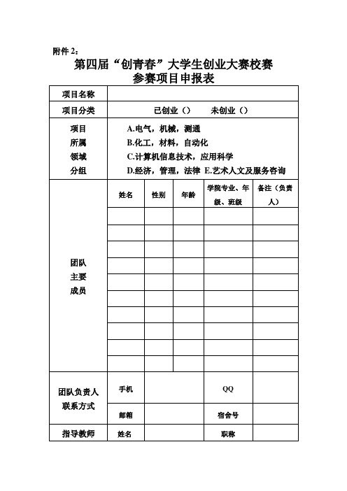 2020年“创青春”全国大学生创业大赛校内选拔赛参赛项目申报