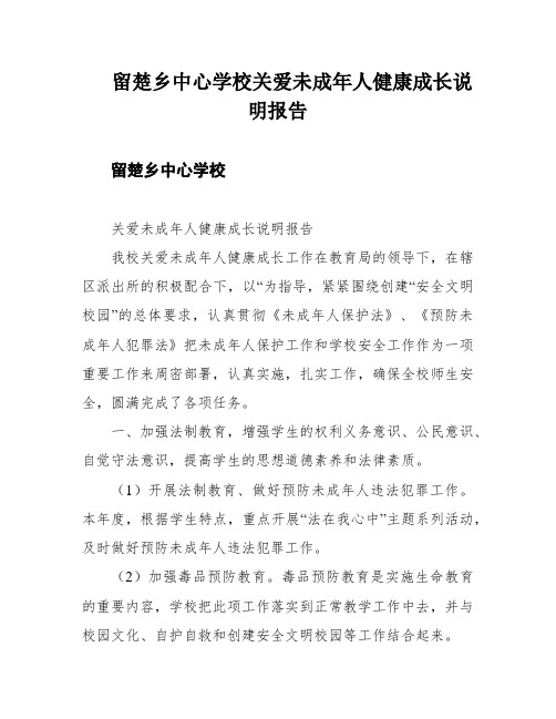 留楚乡中心学校关爱未成年人健康成长说明报告