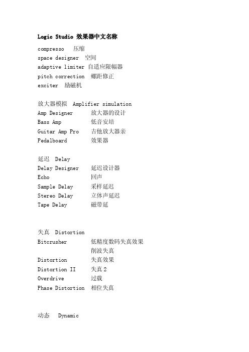 LogicStudio效果器中文名称[整理]