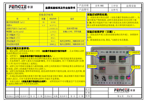 盐雾实验标准及作业指导书(SOP)