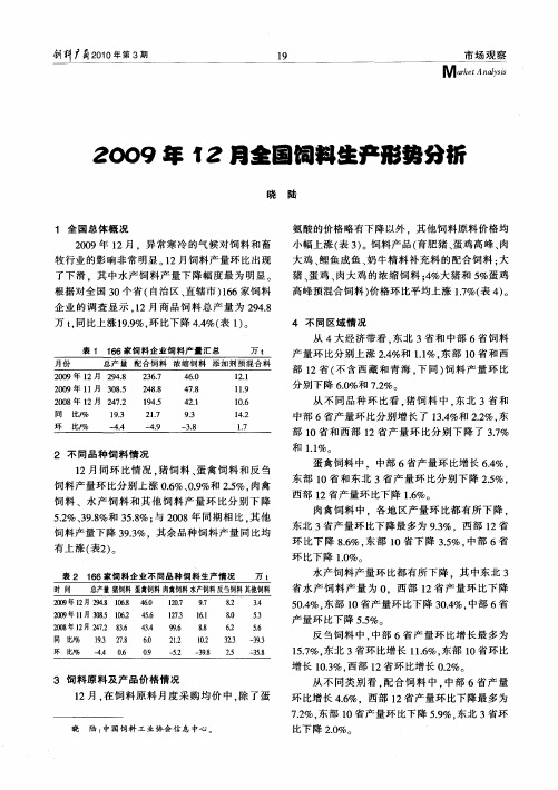 2009年12月全国饲料生产形势分析