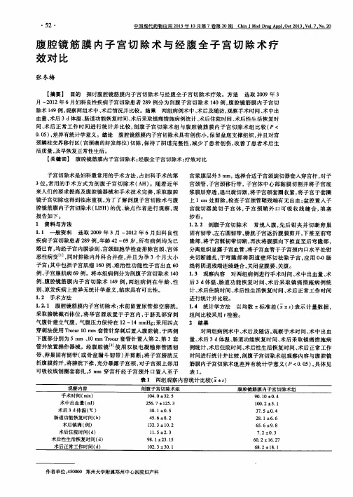 腹腔镜筋膜内子宫切除术与经腹全子宫切除术疗效对比