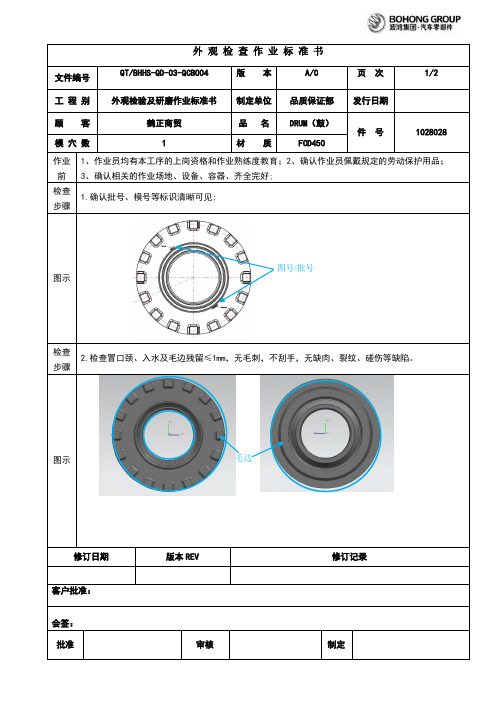 外观检验标准书