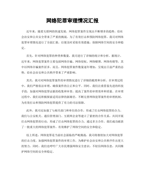 网络犯罪审理情况汇报