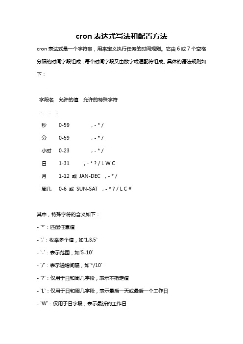 cron表达式写法和配置方法