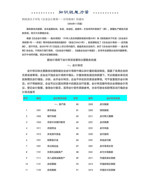 新会计准则下会计科目设置及使用说明(可编辑版)