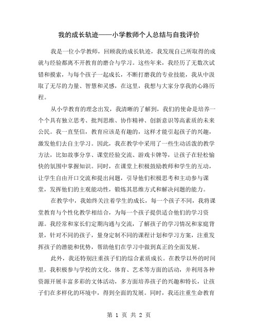 我的成长轨迹——小学教师个人总结与自我评价