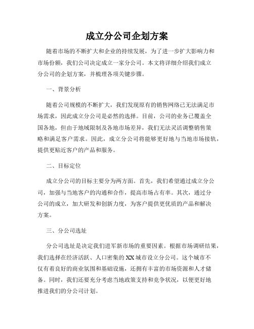 成立分公司企划方案