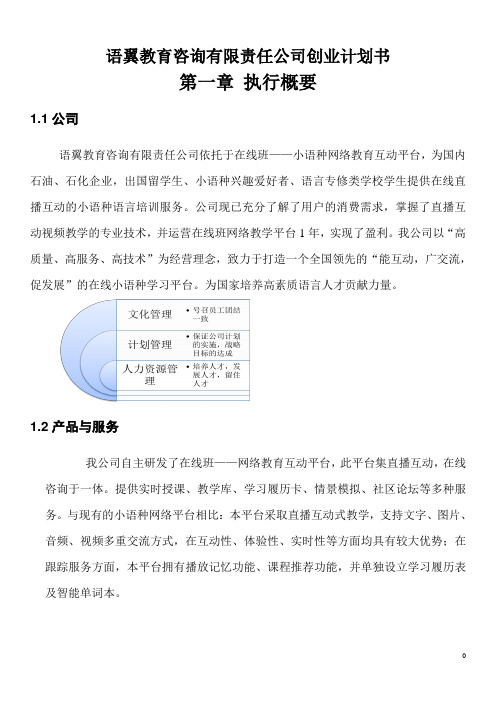 语翼教育咨询有限责任公司创业计划书