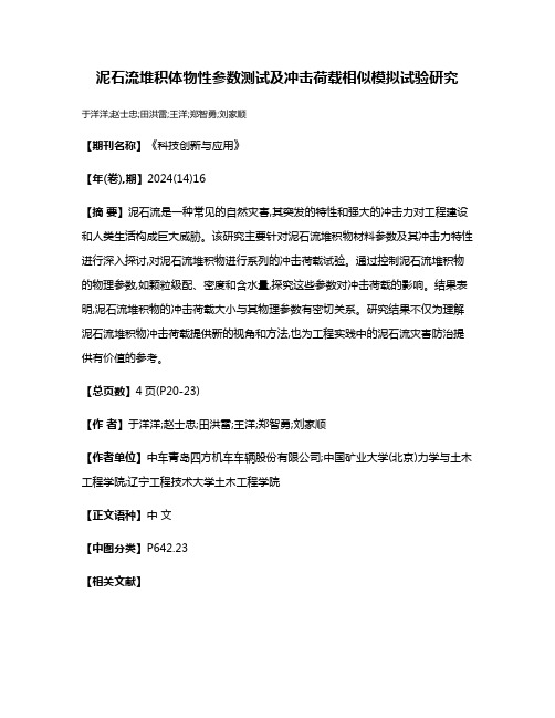 泥石流堆积体物性参数测试及冲击荷载相似模拟试验研究