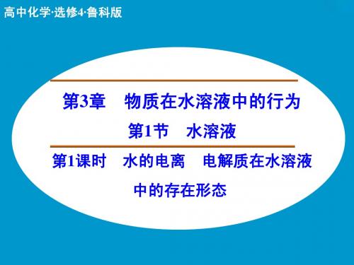 高二化学鲁科版选修4课件：3-1-1 水的电离 电解质在水溶液中的存在形态