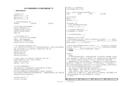 2019年湖南省邵阳市小升初语文模拟试卷(9)