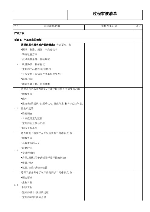 vda6.4-过程审核清单