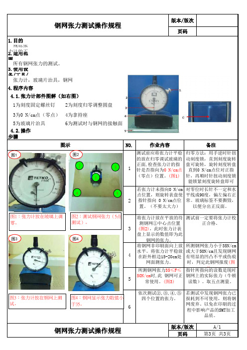 钢网张力测试操作规程