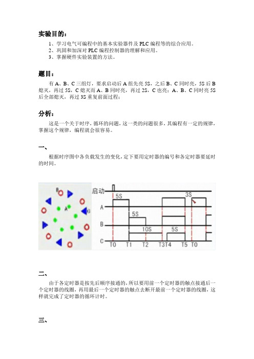 三菱plc_灯光控制电路_实验报告