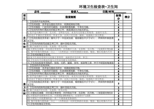 前厅环境卫生检查表-洗手间