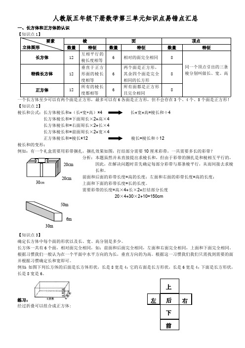 (完整版)人教版五年级下册数学第三单元知识点汇总(最新整理)