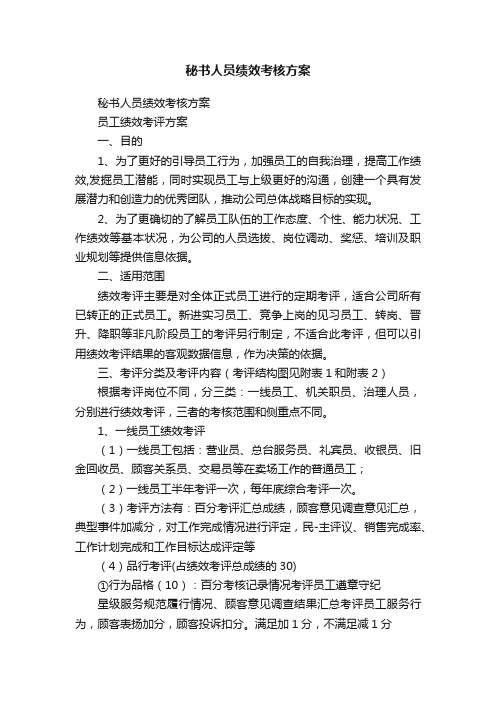 秘书人员绩效考核方案