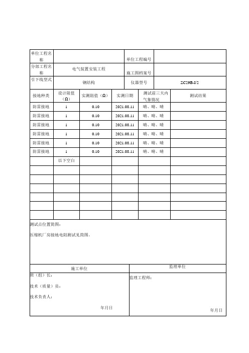 接地电阻测试记录