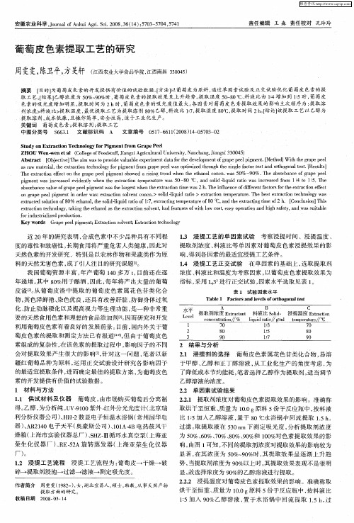 葡萄皮色素提取工艺的研究