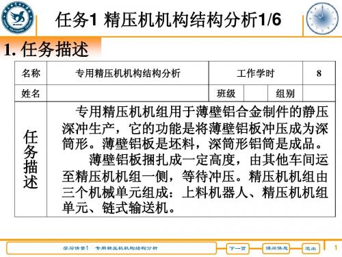 学习情景1  专用精压机机构结构分析