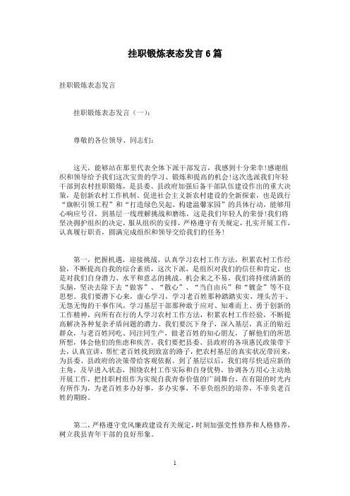 挂职锻炼表态发言6篇