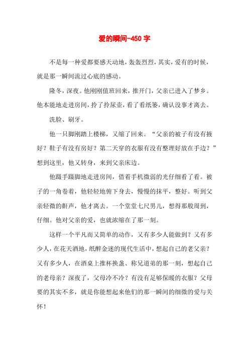 爱的瞬间-450字初一叙事作文