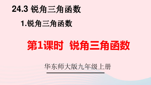 九年级数学上册第24章锐角三角函数第1课时锐角三角函数上课pptx课件新版华东师大版