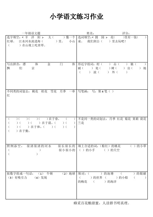 小学语文练习作业54