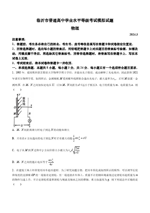 2024年山东省临沂市高三一模卷物理试题及答案