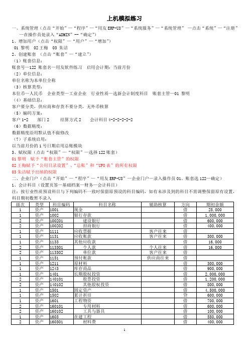 会计信息系统-上机练习题