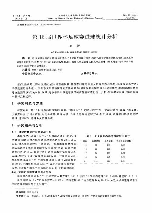 第18届世界杯足球赛进球统计分析