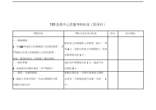 120急救中心质量考核标准