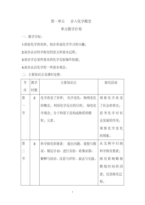 (推荐下载)第一单元步入化学殿堂教案