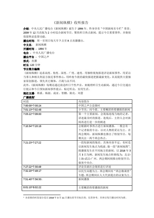 新闻纵横收听报告