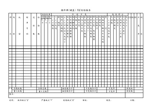 插件课(键盘) FQC检验报告