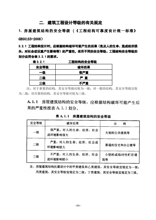 2. 建筑工程设计等级的有关规定