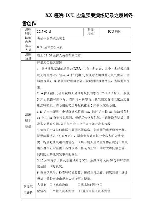 ICU突然停氧的应急预案演练.-05-24