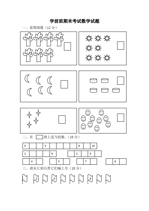 精品学前班期末考试数学试题4汇总共10份