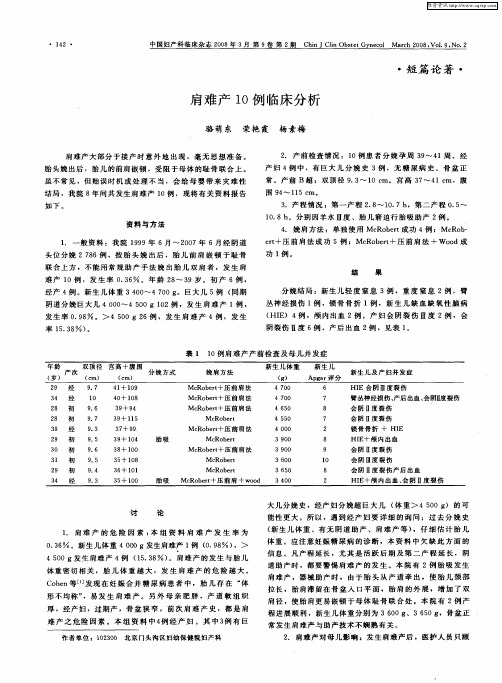 肩难产10例临床分析