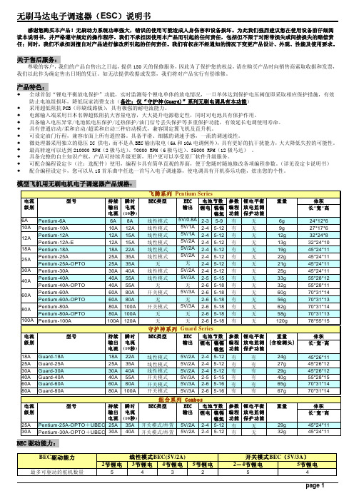 好盈电调设置说明书