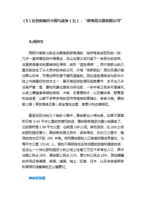 （5）近世的袖珍小国与战争（五）：“摩纳哥公国有限公司”